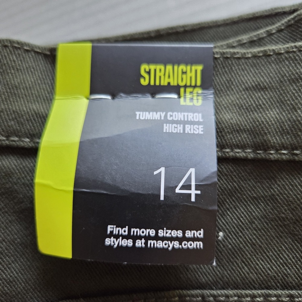 NEW Style & Co Denim Tummy Control Jeans Hi-Rise Straight Leg Olive Green 14 - Picture 7 of 15